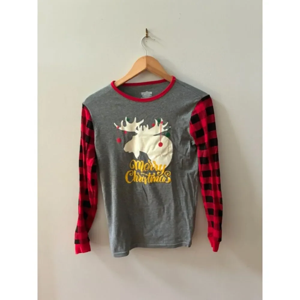 Moose Christmas Pajama Set Kids Size 16 Worn Once 2-Piece Holiday Sleepwear